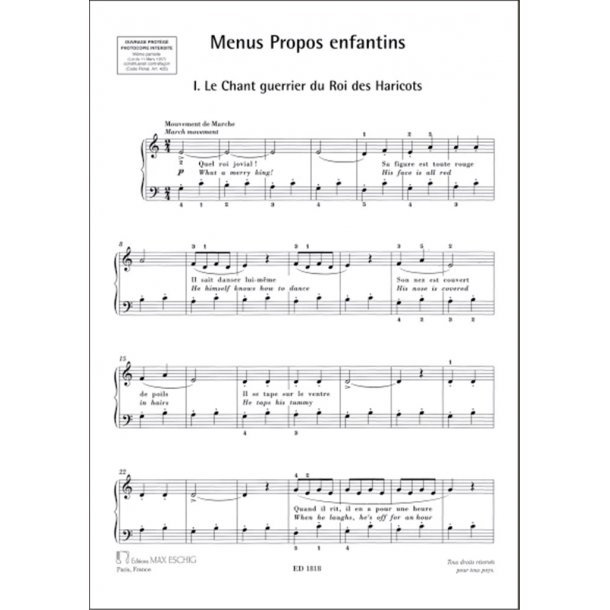 Menus Propos Enfantins : pour piano